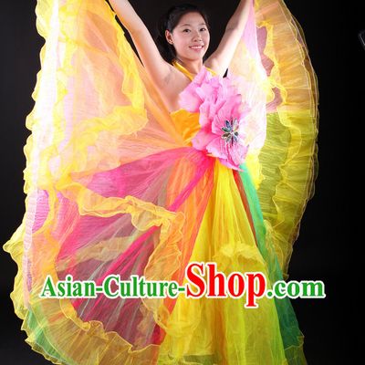Traditional Chinese Stage Performance Dance Costumes and Headwear Complete Set for Women