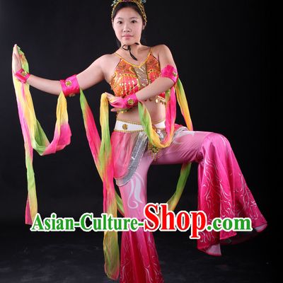 Traditional Chinese Fei Tian Dance Costumes and Headwear Complete Set for Women