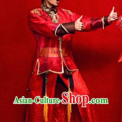 Chinese Classic Wedding Bridegroom Outfit and Hat