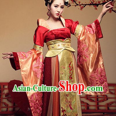Ancient Chinese Tang Dynasty Imperial Concubine Outfits and Hair Accessories