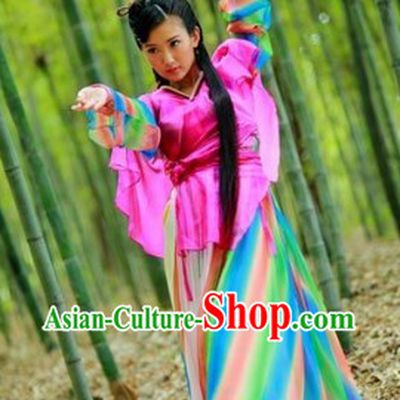Rainbow Swordswoman Costumes and Headdress Complete Set