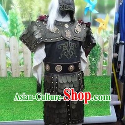 Ancient Chinese General Armor Outfits and Hat Complete Set for Men