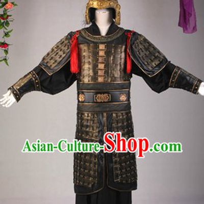 Ancient Chinese Three Kingdoms General Armor Outfit and Hat Complete Set for Men