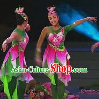 Chinese Stage Performance Professional Flower Dance Costumes Complete Set