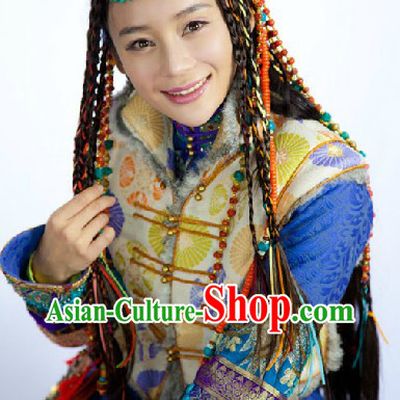 Ancient China Ethnic Princess Clothing and Headdress Complete Set