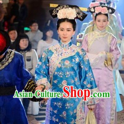 Qing Dynasty Ma Er Tai Ruo Xi Clothing and Headdress Complete Set