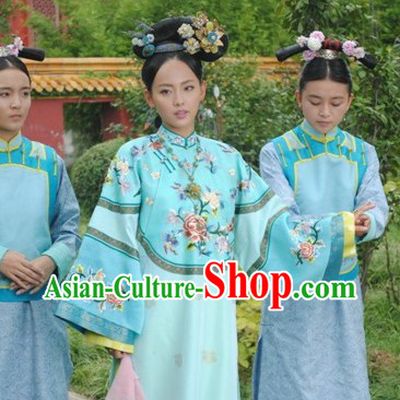 Qing Dynasty Imperial Princess Outfits and Headwear Complete Set
