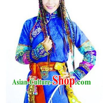 Traditional Tibetan Royal Female Outfits and Headwear Complete Set