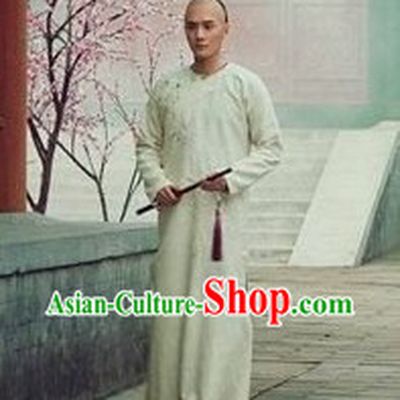 Qing Dynasty Male White Long Robe