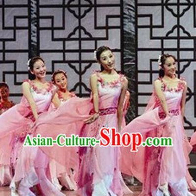 Jasmine Flower Pink Competition Dance Costumes and Headwear Complete Set