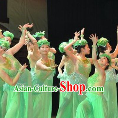 Jasmine Flower Competition Dance Costumes and Headwear Complete Set