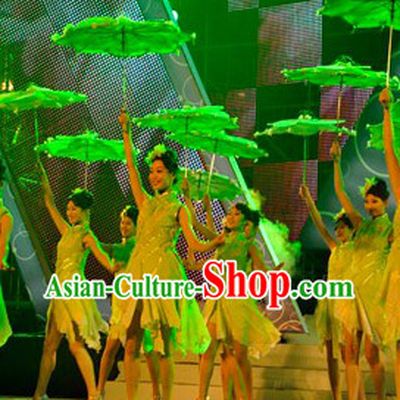 Green Jasmine Flower Dance Costume and Headdress Complete Set
