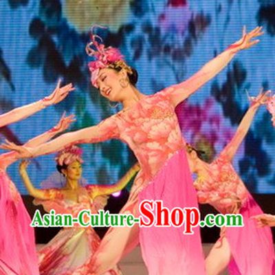 Novelty Group Flower Dance Costumes and Headdress Complete Set