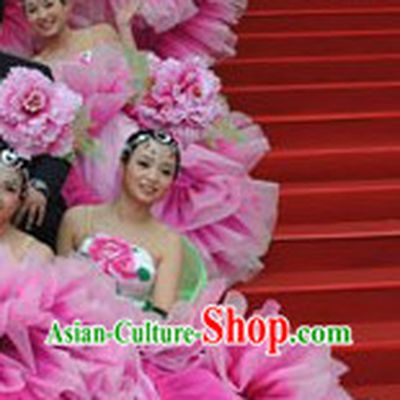 Pink Flower Dance Costume and Headdress Complete Set