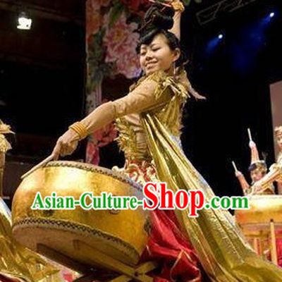 Drum Dance Costume Dancewear and Headwear Complete Set