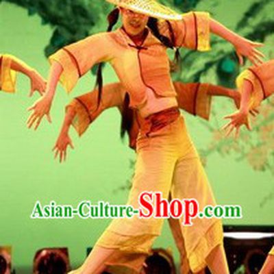 Bamboo Hat Dance Costume Dancewear and Hat Complete Set