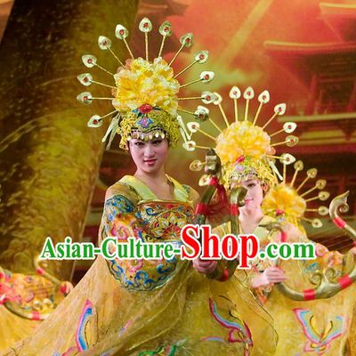 Chinese Tang Dynasty Imperial Classical Dancing Costumes Dancewear and Headdress Complete Set