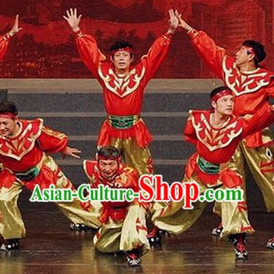 Mongolian Red Dance Costumes for Festival Celebrations