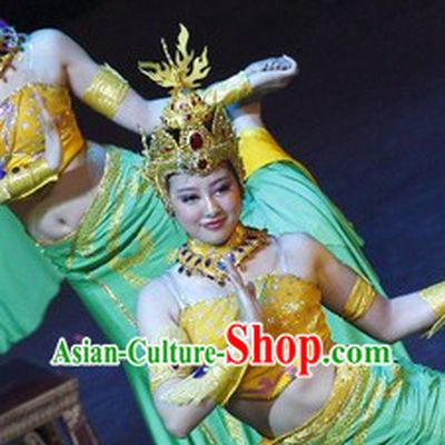 Chinese Classical Dancing Costumes and Headdress Complete Set