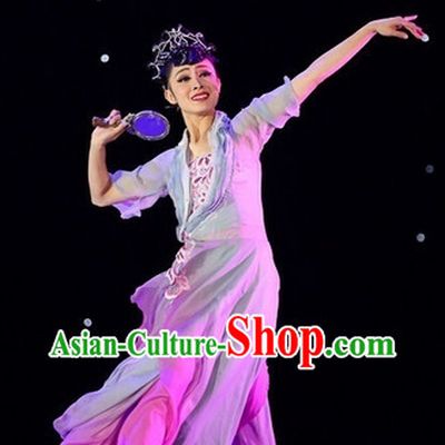 Beautiful China Classical Dancing Costumes and Headwear - Dian Jiang Chun