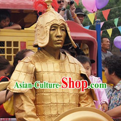 Action Art Living Sculpture Ancient Chinese Warriors Costumes Complete Set