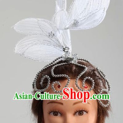 Traditional Chinese White Classical Dance Headpiece