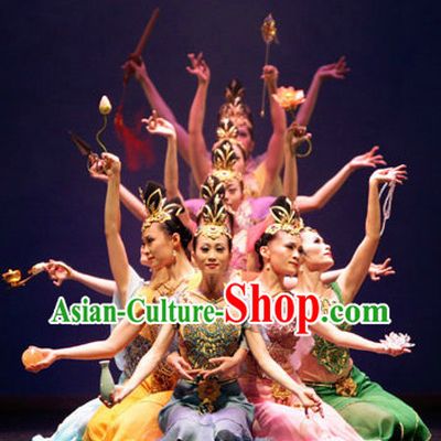 Ancient Chinese Fairy Dance Costumes and Headpieces of Various Colors