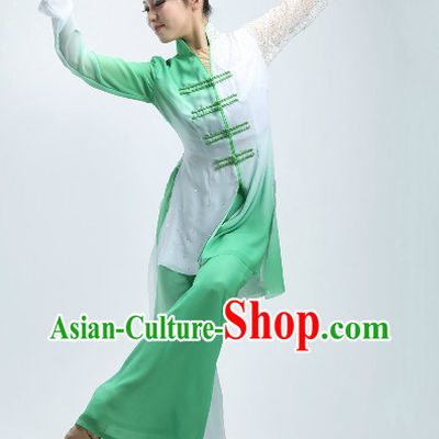 Mandarin Green and White Classical Dancing Outfit for Women