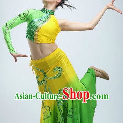Elastic Dai Ethnic Dance Garment and Headwear for Women or Kids