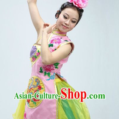 Traditional Chinese Phoenix Embroidery Dance Costumes and Headwear Complete Set