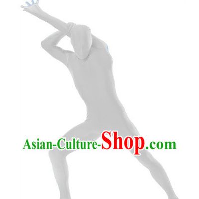 Lycra Spandex White Color Stage Performance Bodysuit
