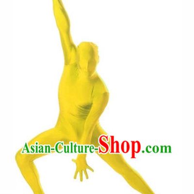 Yellow Stage Performance Bodysuit Lycra Spandex Dance Costume