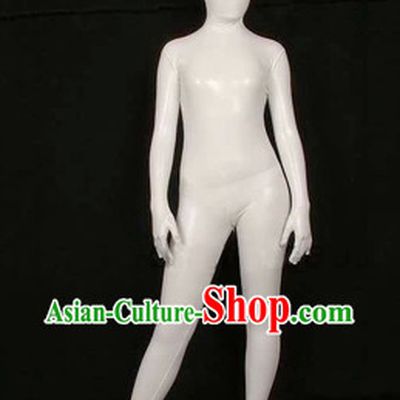 White Stage Performance Bodysuit Lycra Spandex Dance Costume