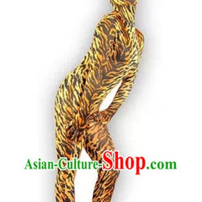 Tiger Stripe Full Body Tight Dress Dance Costumes Lycra Spandex Bodysuit