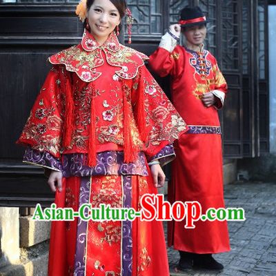 Happy Bride and Bridegroom Wedding Outfits Two Complete Sets
