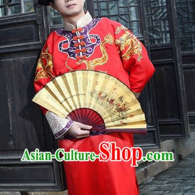 Happy Bridegroom Red Wedding Outfit and Hat
