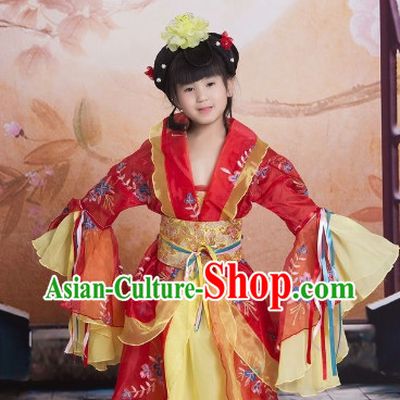 Long Tradil Tang Dynasty Princess Guzhuang Hanfu Clothing for Children