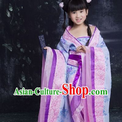 Chinese Princess Purple Guzhuang Hanfu Clothes for Kids