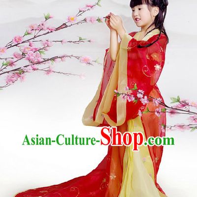 China Imperial Princess Red Hanfu Wedding Dress with Long Trail