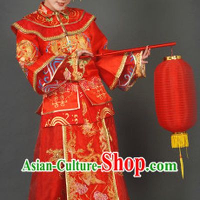 Stunning Handmade Custom Tailored Red Phoenix Wedding Dress