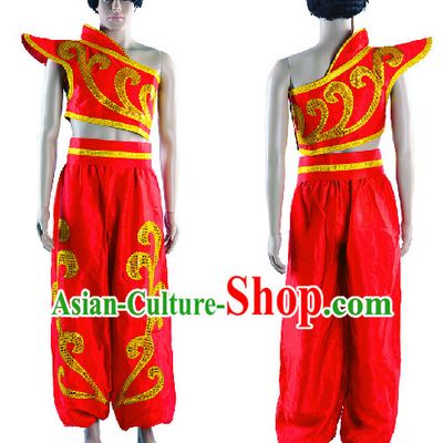 Professional Stage Performance Drum Player Red Costumes