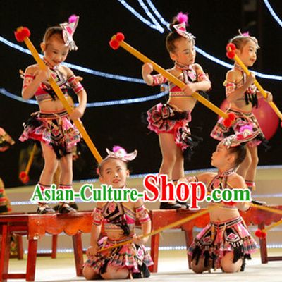 Traditional Chinese Ethnic Minority Dance Costumes for Kids