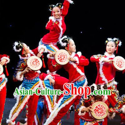 Stage Performance Hands Drum Dancing Costumes for Women or Kids