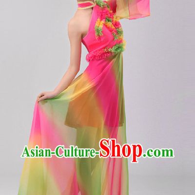 Professional Stage Performance Fan Dancing Costumes Complete Set