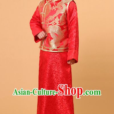 Traditional Chinese Wedding Ceremony Banquet Dresses and Hat for Bridegroom