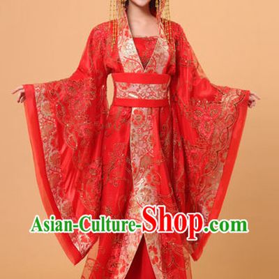 Long Tail Ancient Chinese Red Wedding Film and Video Princess Garment and Headwear