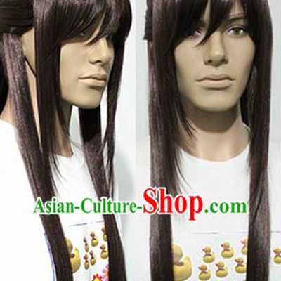 Ancient Chinese Style Black Long Hero Wig for Men