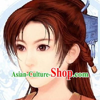 Ancient Chinese Style Red Female Knight Wig for Women