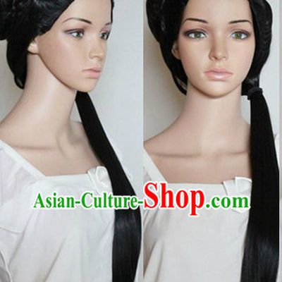 Ancient Chinese Style Cosplay Long Black Wig for Women