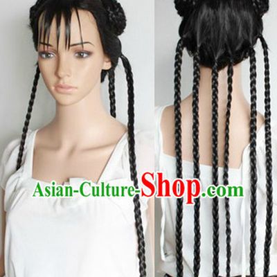 Chinese Cosplay Black Long Plait Wig
